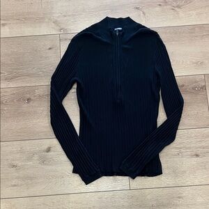 CALIA Black Ribbed Long Sleeve Top